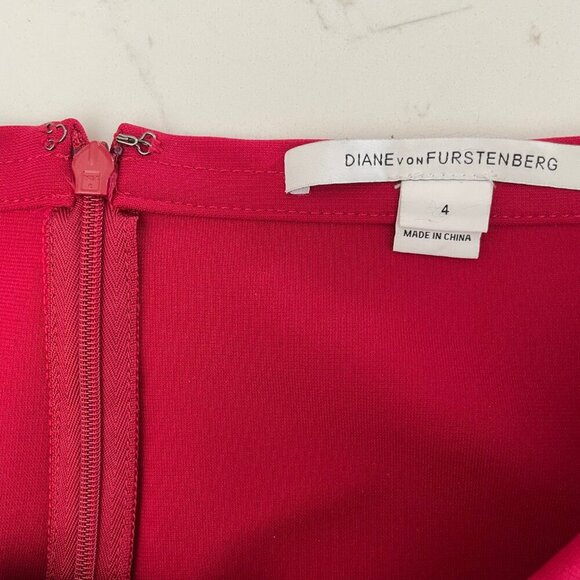 Diane von Furstenberg Samara Tailor JSY Designer Fitted Pencil Midi Skirt Red 4 - Picture 8 of 14